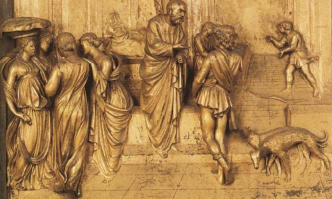 Lorenzo Ghiberti Isaac Sends Esau to Hunt oil painting image
